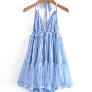 Baby Blue Halter Tie Dress | New Never Worn Before